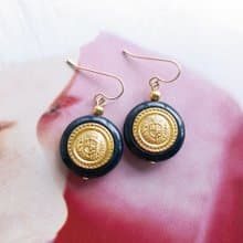 Vintage Jewelry 西洋古董飾品 徽紋 耳勾式  針式耳環