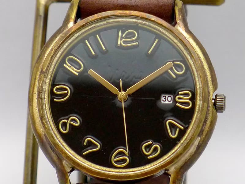 J.B.-DATE  手作り時計 Hand Craft Watch JUMBO Brass DATE(日付) カラーダイアル 黒  (JUM31DATE)