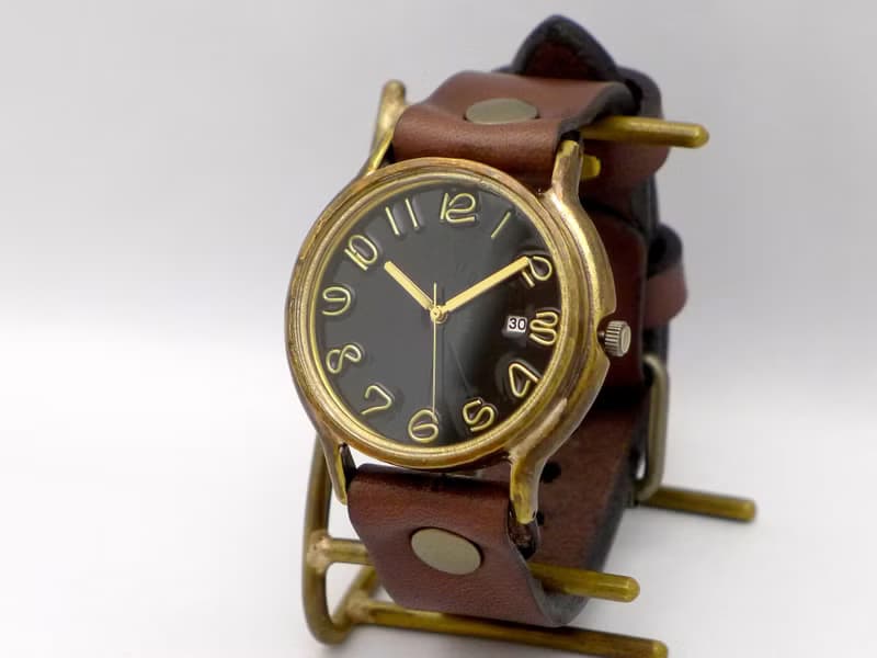 J.B.-DATE  手作り時計 Hand Craft Watch JUMBO Brass DATE(日付) カラーダイアル 黒  (JUM31DATE)