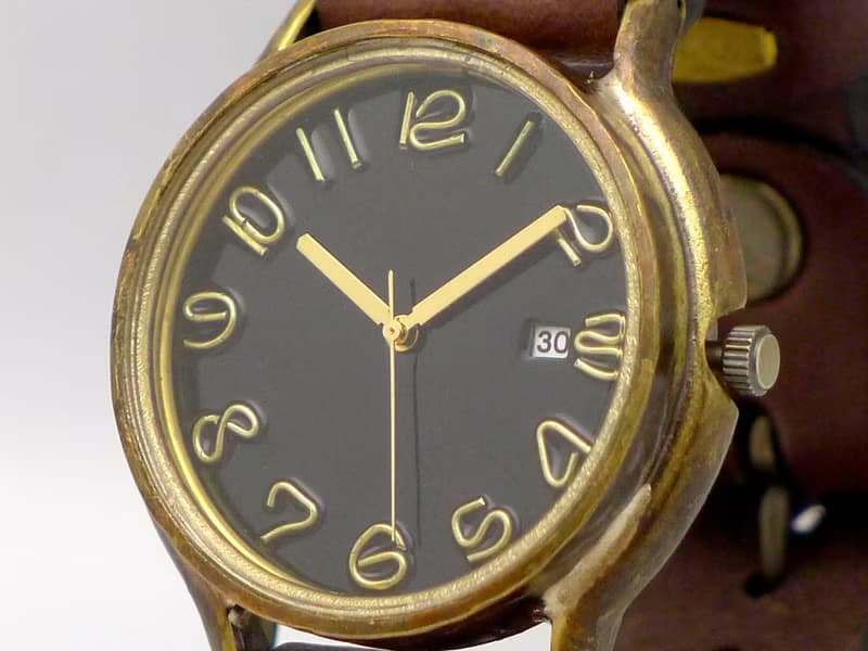 J.B.-DATE  手作り時計 Hand Craft Watch JUMBO Brass DATE(日付) カラーダイアル 黒  (JUM31DATE)