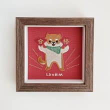 【合格祈求】柴犬 刺繡畫|實木框|合格好運、萬事如意