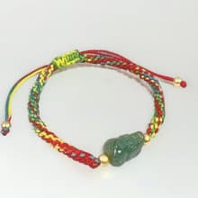 【招財神獸】冰綠翡翠貔貅編織手鍊 | 天然翡翠A貨 | 送禮