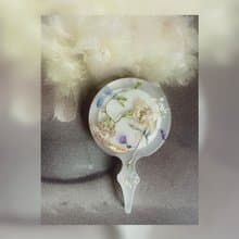 純手工繁花隨身鏡白色禮盒+絲綢袋+花語卡+禮袋+貼紙