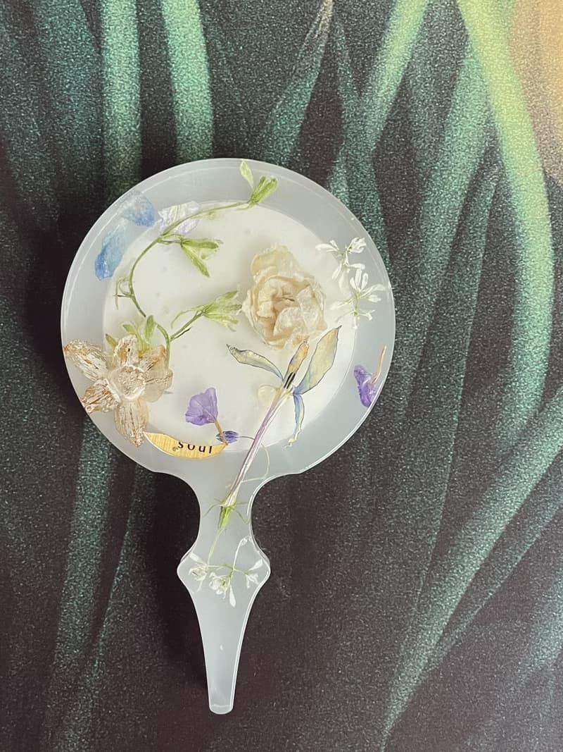 純手工繁花隨身鏡白色禮盒+絲綢袋+花語卡+禮袋+貼紙
