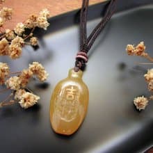 項鍊 簡潔古典 寶瓶-吉祥如意 黃玉髓/雙面皆可配戴/