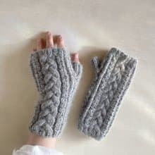 ベビーアルパカとキッドモヘアのアランハンドウォーマー・フロスティグレイ 受注生産