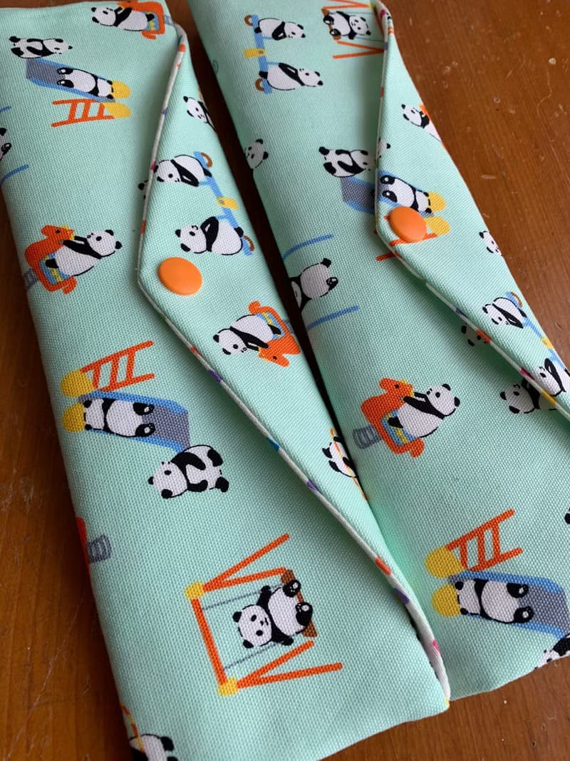 文青風環保筷袋  圓圓愛運動 淺綠 手作餐具袋.交換禮物.嚴選最