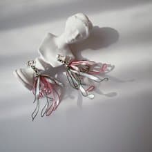 輕薄的假象 紅綠 自然捲捲樹脂耳環