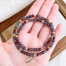 紫牙烏石榴石/血滴堇青石 手作設計款能量水晶手鍊