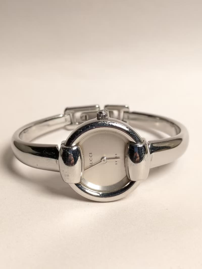 GUCCI vintage quartz watch 銀色盤手環式古董石英錶
