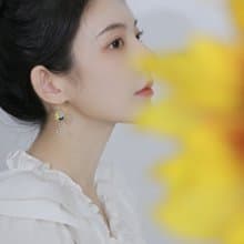 元森手作純手工雙面刺繡少女系簡約文藝夢幻 雛菊圖案耳飾