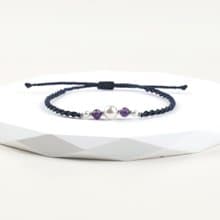 February birthstone amethyst Austrian pearl macrame knot bracelet
