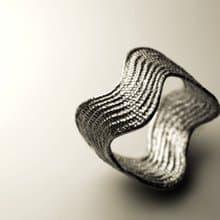 大曲線蕾絲銀戒指