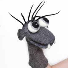 Funny puppet, gloved hand puppet for puppet theater. Made of natural wool.