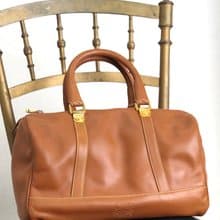 【 日本直送　名牌中古包 】LOEWE ロエベ ハンドバッグ ブラウン アナグラム レザー ボストン vintage ヴィンテージ オールド ytueuz