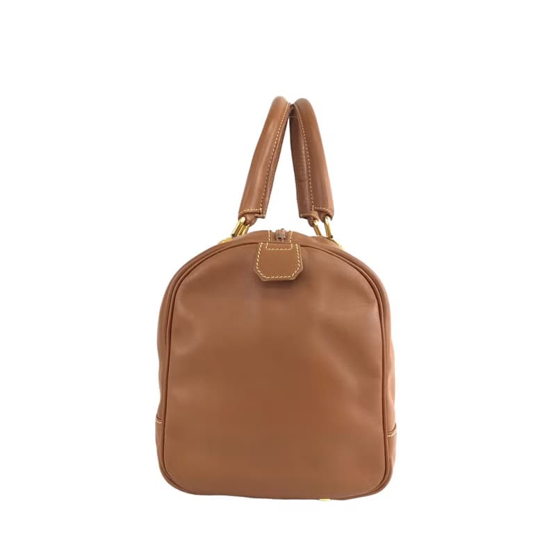 【 日本直送　名牌中古包 】LOEWE ロエベ ハンドバッグ ブラウン アナグラム レザー ボストン vintage ヴィンテージ オールド ytueuz