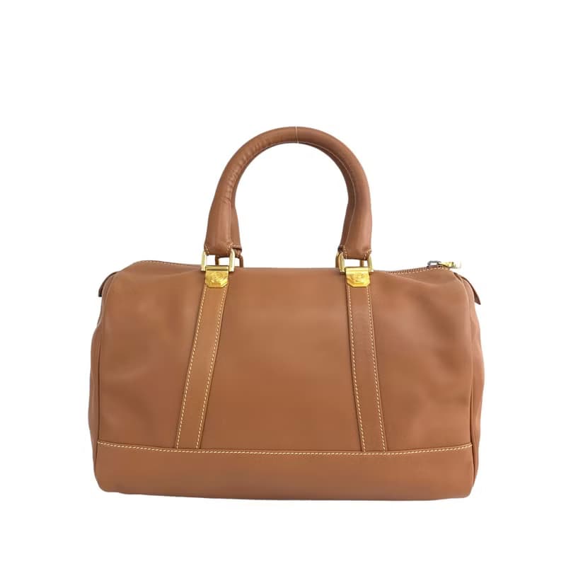 【 日本直送　名牌中古包 】LOEWE ロエベ ハンドバッグ ブラウン アナグラム レザー ボストン vintage ヴィンテージ オールド ytueuz