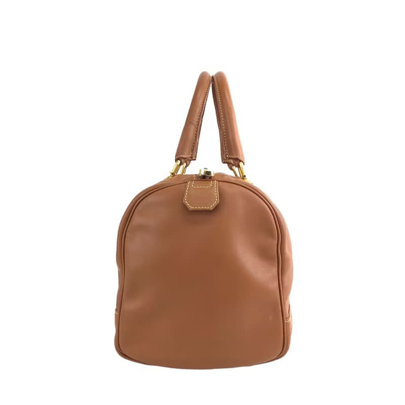 【 日本直送　名牌中古包 】LOEWE ロエベ ハンドバッグ ブラウン アナグラム レザー ボストン vintage ヴィンテージ オールド ytueuz