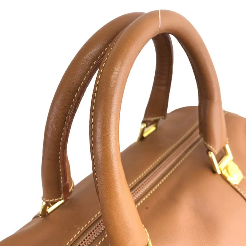 【 日本直送　名牌中古包 】LOEWE ロエベ ハンドバッグ ブラウン アナグラム レザー ボストン vintage ヴィンテージ オールド ytueuz