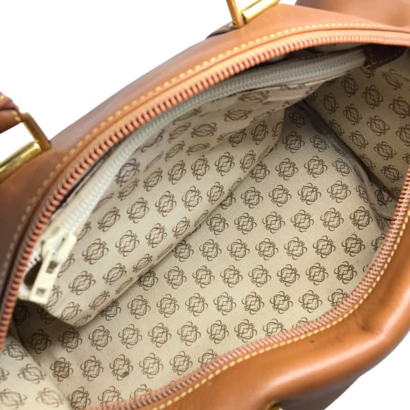 【 日本直送　名牌中古包 】LOEWE ロエベ ハンドバッグ ブラウン アナグラム レザー ボストン vintage ヴィンテージ オールド ytueuz
