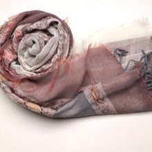 【情人節禮物】喀什米爾水煮羊毛手工刺繡圍巾披肩莫蘭迪灰紫三層
