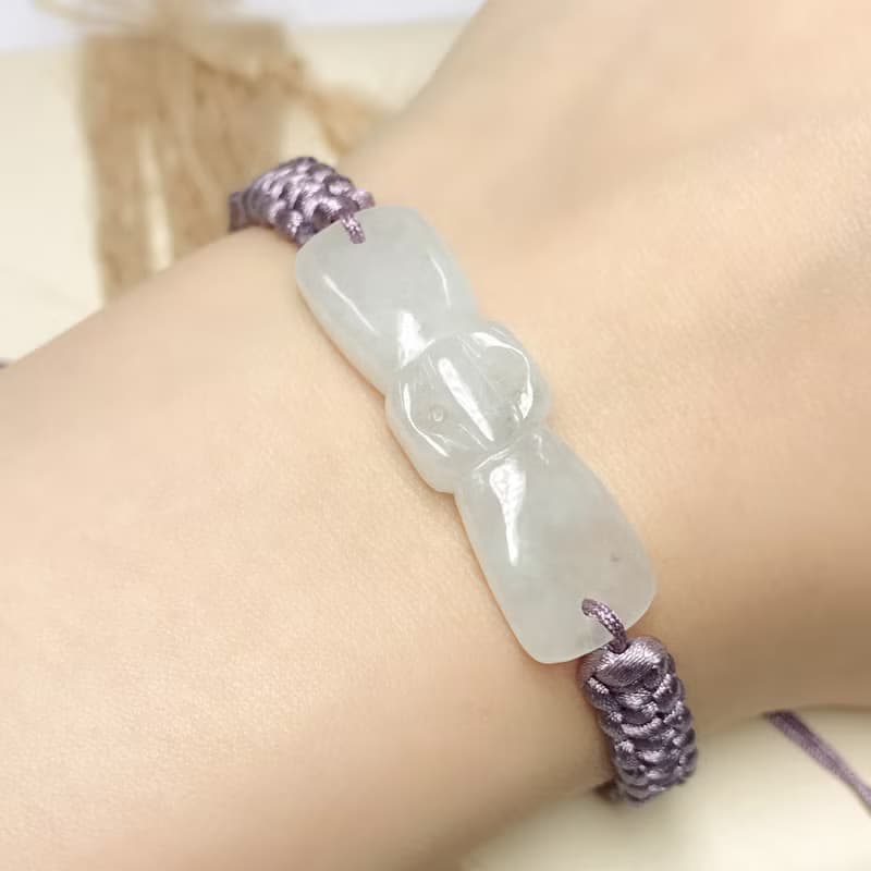 冰種翡翠蝴蝶結編織手鍊 | 天然緬甸A貨翡翠 | 送禮