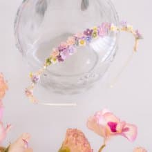 翠綠紫羅蘭園花束髮箍