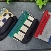 手拿包 Lovely Canvas Pouch, Set of 2 size, Polka Dot and Striped Design 化妝包 /收納袋