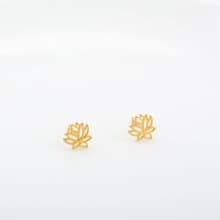【Angel & Me】愛 蓮花 一對 s925 純銀 厚鍍24k純金 耳環 耳夾