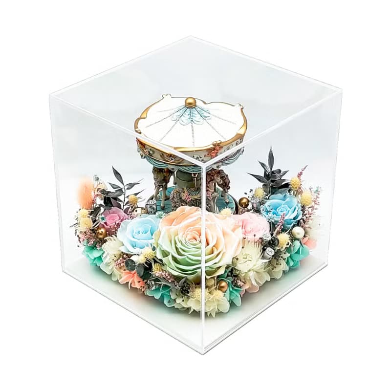 Yume永生花夢幻庭園系列 - 旋轉木馬(薄柿白綠)