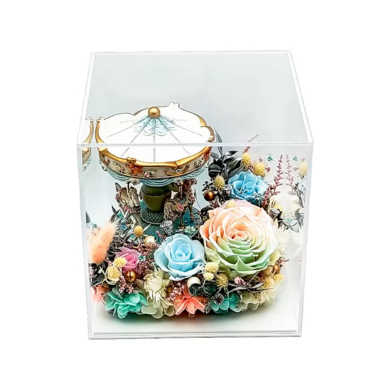 Yume永生花夢幻庭園系列 - 旋轉木馬(薄柿白綠)