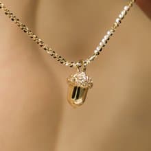 Korean Celebrity Lee Seung-yeon Pick  Acorn Necklace 14k