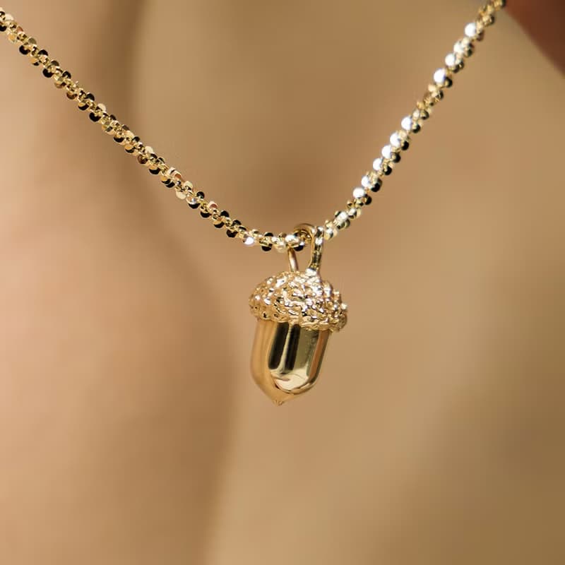 Korean Celebrity Lee Seung-yeon Pick  Acorn Necklace 14k