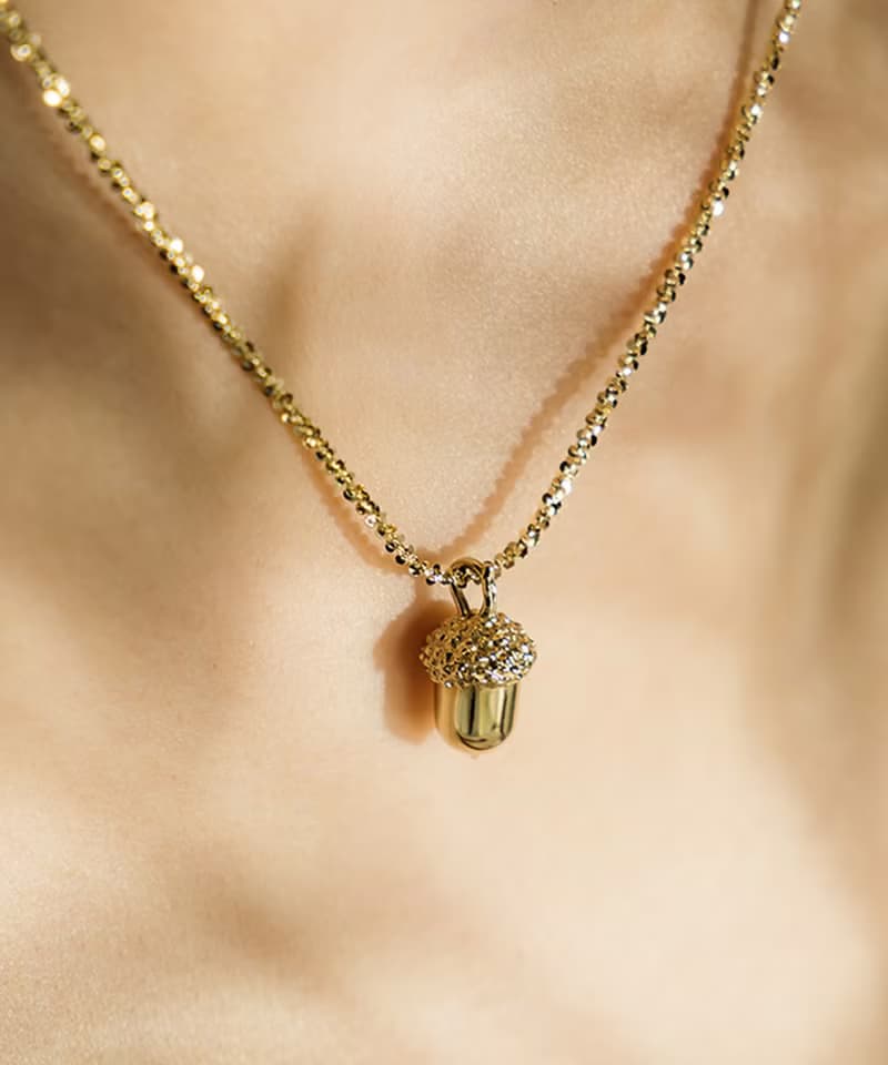 Korean Celebrity Lee Seung-yeon Pick  Acorn Necklace 14k