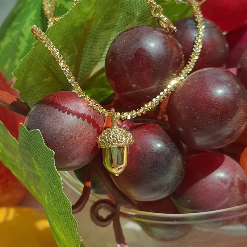 Korean Celebrity Lee Seung-yeon Pick  Acorn Necklace 14k