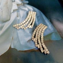 vintage jewelry  華麗璀璨萊茵水鑽 針式耳環