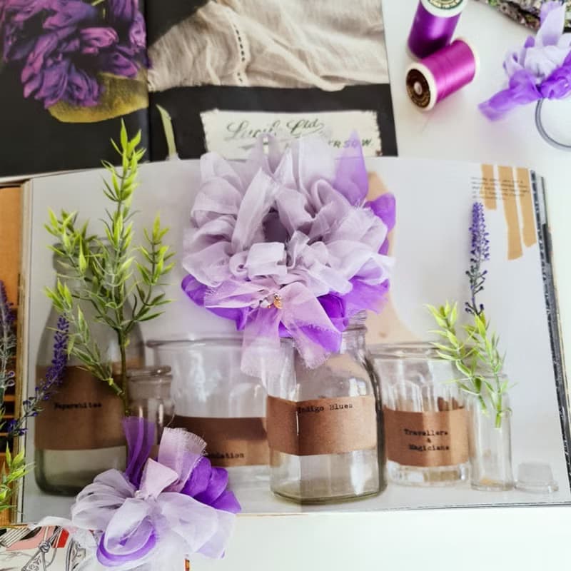 アメジスト | 咲き編みシュシュ | 2月誕生石