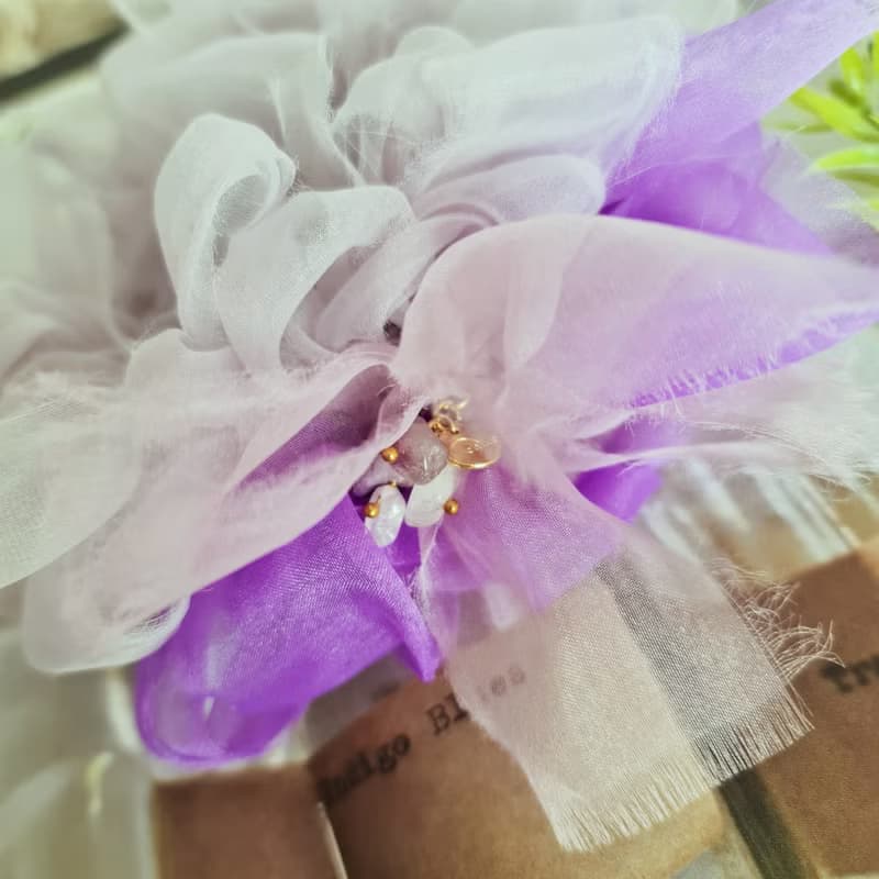 アメジスト | 咲き編みシュシュ | 2月誕生石