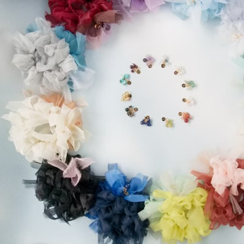 アメジスト | 咲き編みシュシュ | 2月誕生石