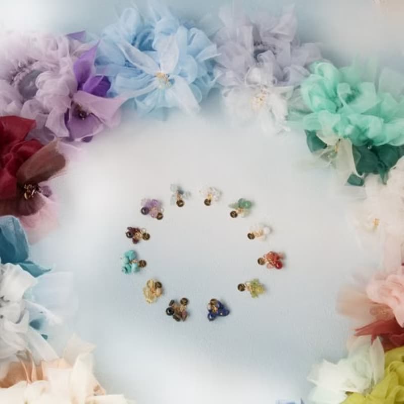 アメジスト | 咲き編みシュシュ | 2月誕生石