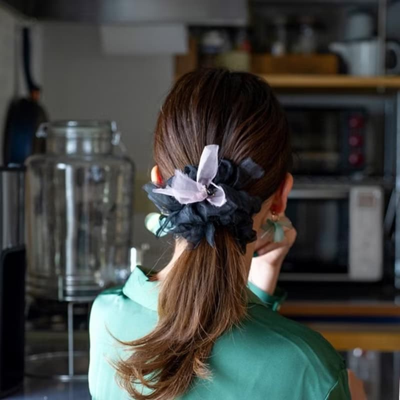 アメジスト | 咲き編みシュシュ | 2月誕生石