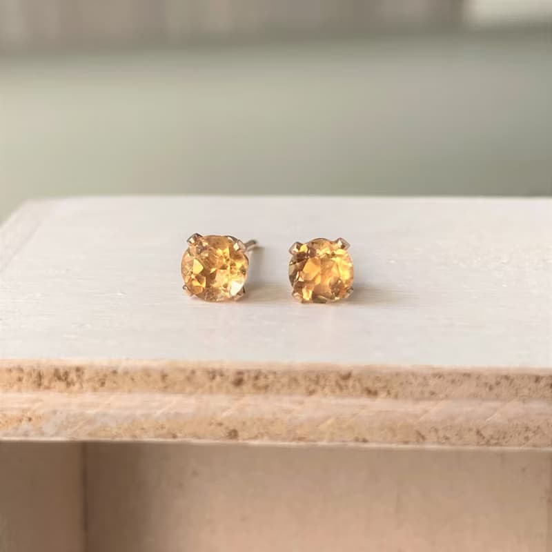 14KGF 巴西黄水晶 4mm耳釘 / 十一月誕生石