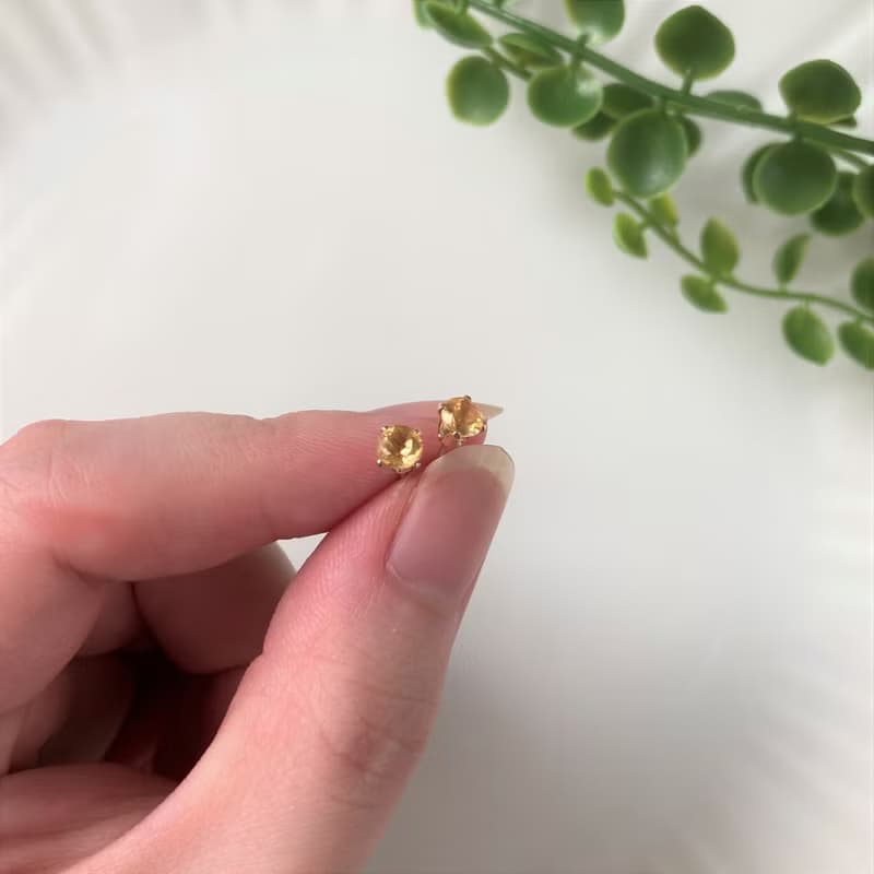 14KGF 巴西黄水晶 4mm耳釘 / 十一月誕生石