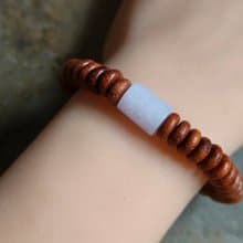 緬甸天然紫羅蘭(桶珠)翡翠 平安扣花梨木珠 手鍊手串