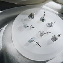 藍寶石原石925純銀耳環