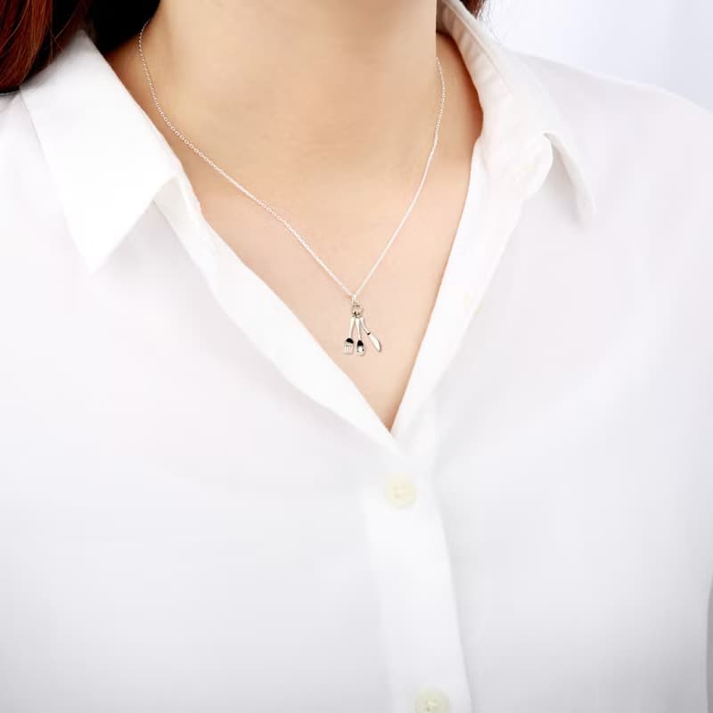 【Angel & Me】銀 湯匙 叉子 刀子 s925 純銀項鍊 餐具 彌月 周歲