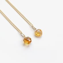 天然黃水晶 心形 八角八卦形 古董純 14K 金墜 | 配 14Kgf 包金鍊