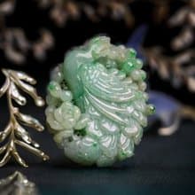 飄陽綠翡翠巧雕鳳穿牡丹 | 天然緬甸玉翡翠A貨 | 送禮