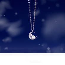 L'amour 優雅星月珍珠項鏈 (白金色)