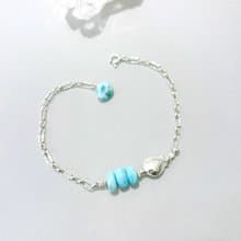 Ops  Larimar Silver bracelet -拉利瑪石/限定/純銀/天然石/手鍊